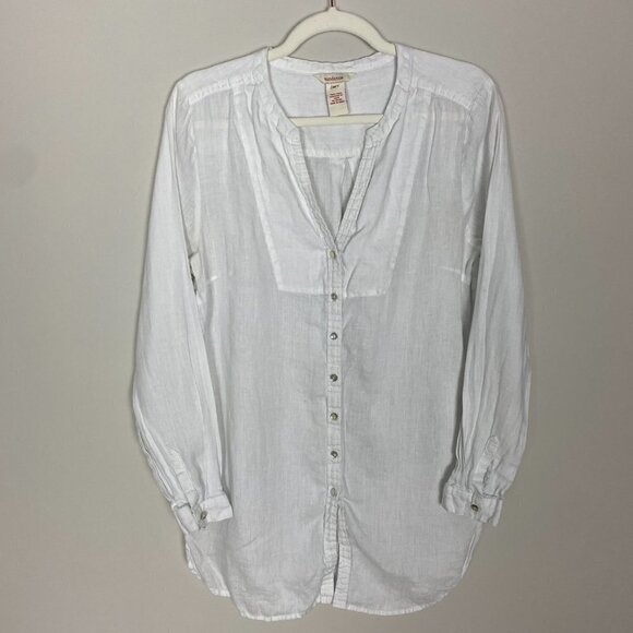 Sundance Linen Tunic Shirt Mother of Pearl Buttons Womens Medium White - Picture 1 of 6